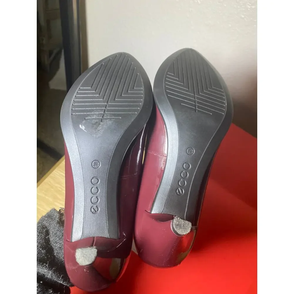 ECCO Danish Design Leather Pumps Heels Burgundy sz 38 EU 7-7.5 M
